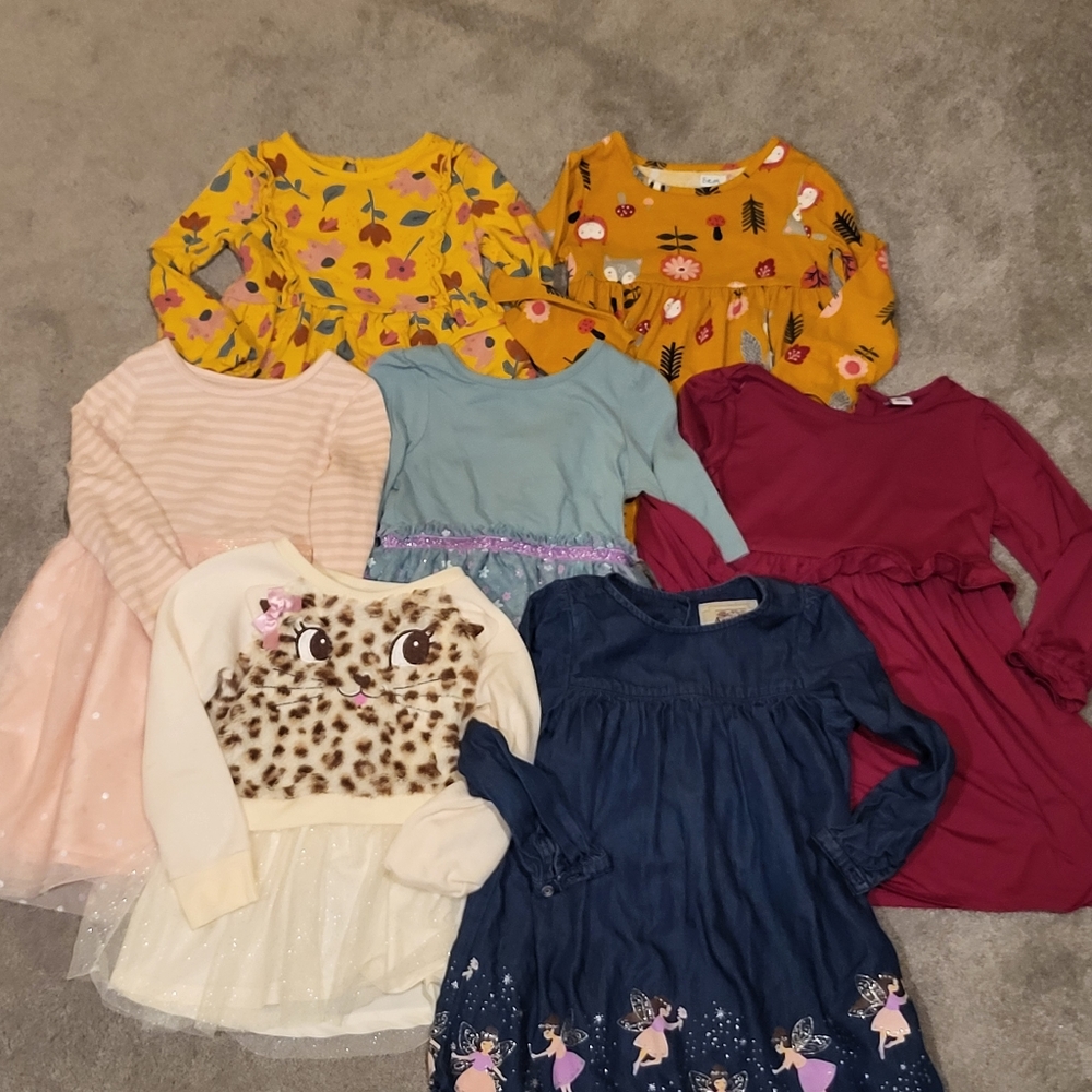 Bundle, 7 long sleeve girls dresses size 3T